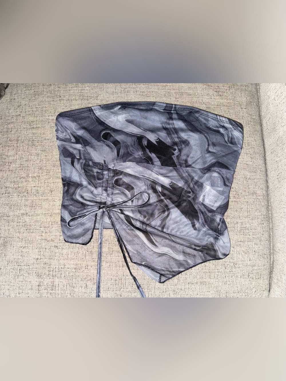 SHEIN Black & Gray Marble-Print Asymmetrical Co-ord Set